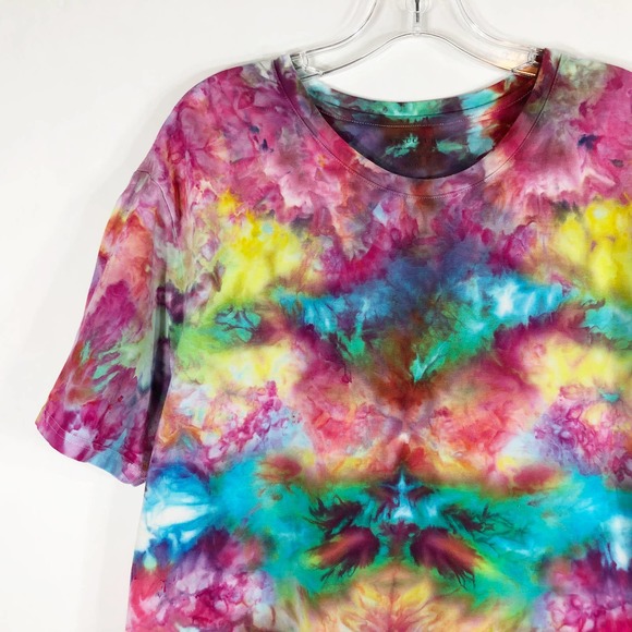 Structure XXL Top Tee Shirt Tie Dye Moulin Rouge Pink Blue Short Sleeve 1264 - Picture 3 of 8